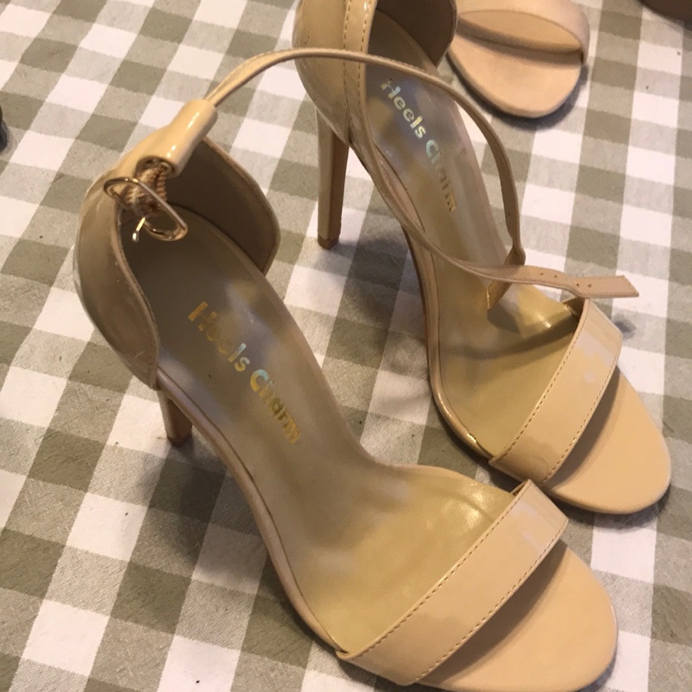 Size 6.5 nude, strappy high heel